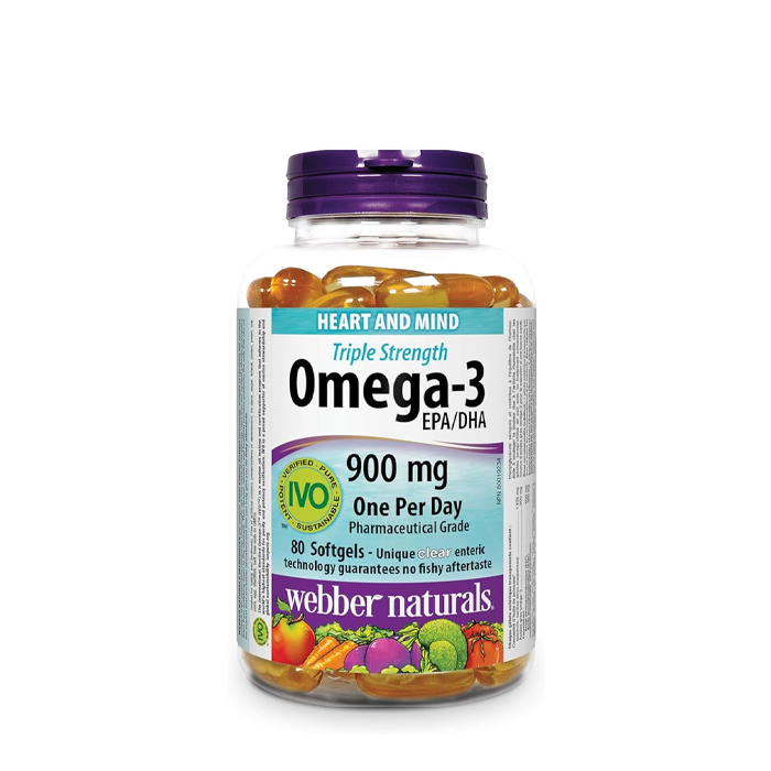 Webber Naturals Triple Strength Omega-3 900mg EPA/DHA 80 Softgels 三倍欧米茄3鱼油 900毫克 80粒