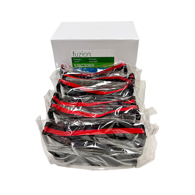 fuzion New Compatible for Epson ERC-30/34/38 Ribbon - Black/Red 6-pack