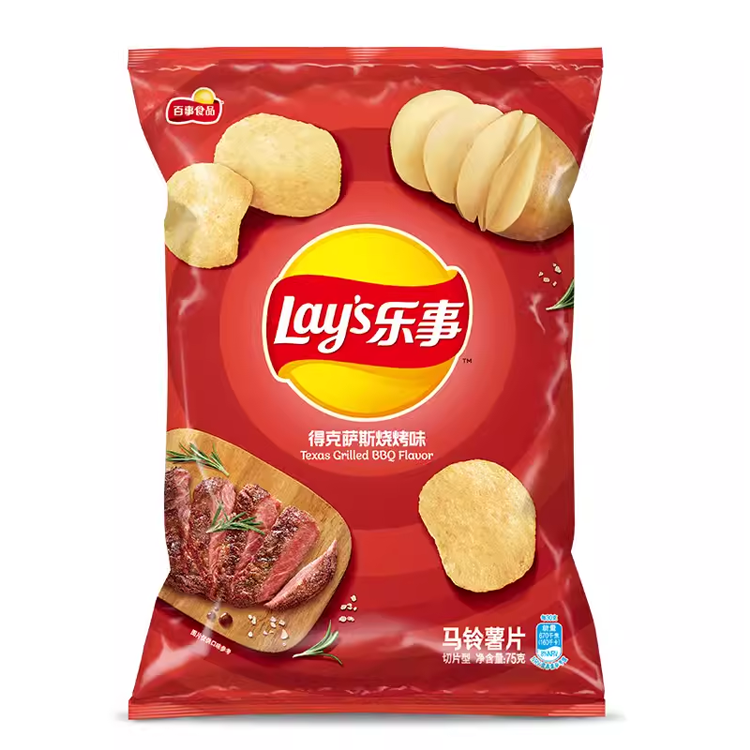 乐事薯片德克萨斯烧烤味 Lay's Chips Texas Grilled BBQ Flavor 22 X 75g