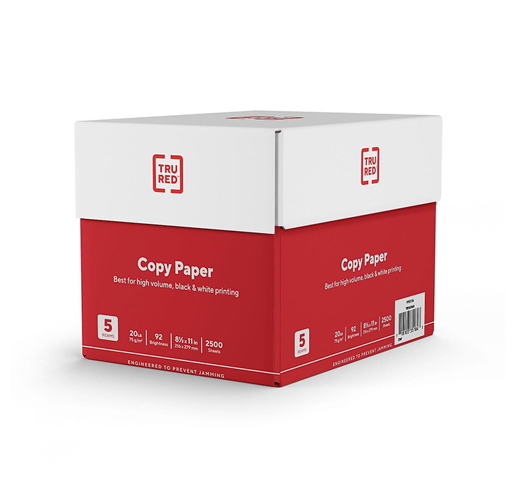 TRU RED Copy Paper 20lbs 8.5" X 11" 2500 pcs/case