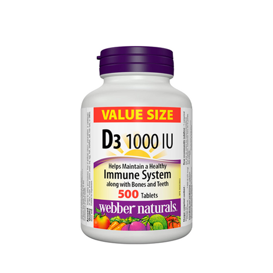 Webber Naturals Vitamin D3 1000 IU 500tabs 维他命D3 1000IU 500粒