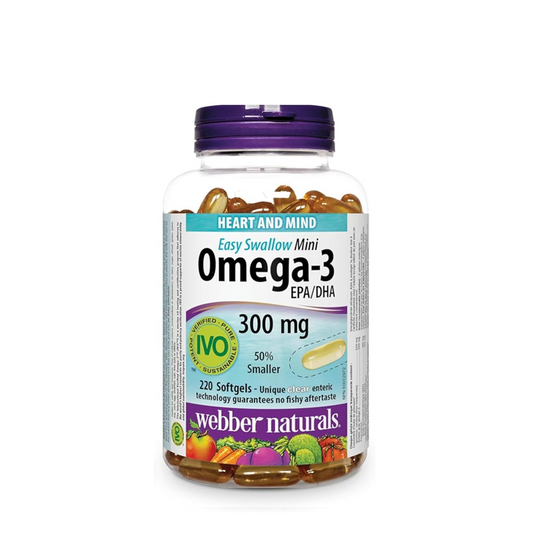 Webber Naturals Omega-3 Mini Easy Swallow 300mg EPA/DHA 220 Softgels 迷你欧米茄3鱼油 300毫克 220粒