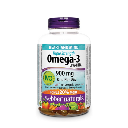 Webber Naturals Triple Strength Omega-3 900 mg EPA/DHA 120 Softgels 三倍欧米茄3鱼油 900毫克 120粒