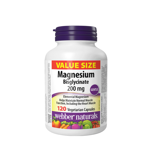 Webber Naturals Magnesium Bisglycinate 200 mg 120caps 双甘氨酸镁200毫克 120粒