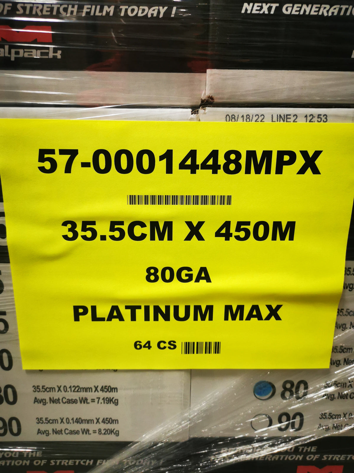 Malpack PlatinumMax Hand Wrap - 35.5cm x 450m, 80 Gauge