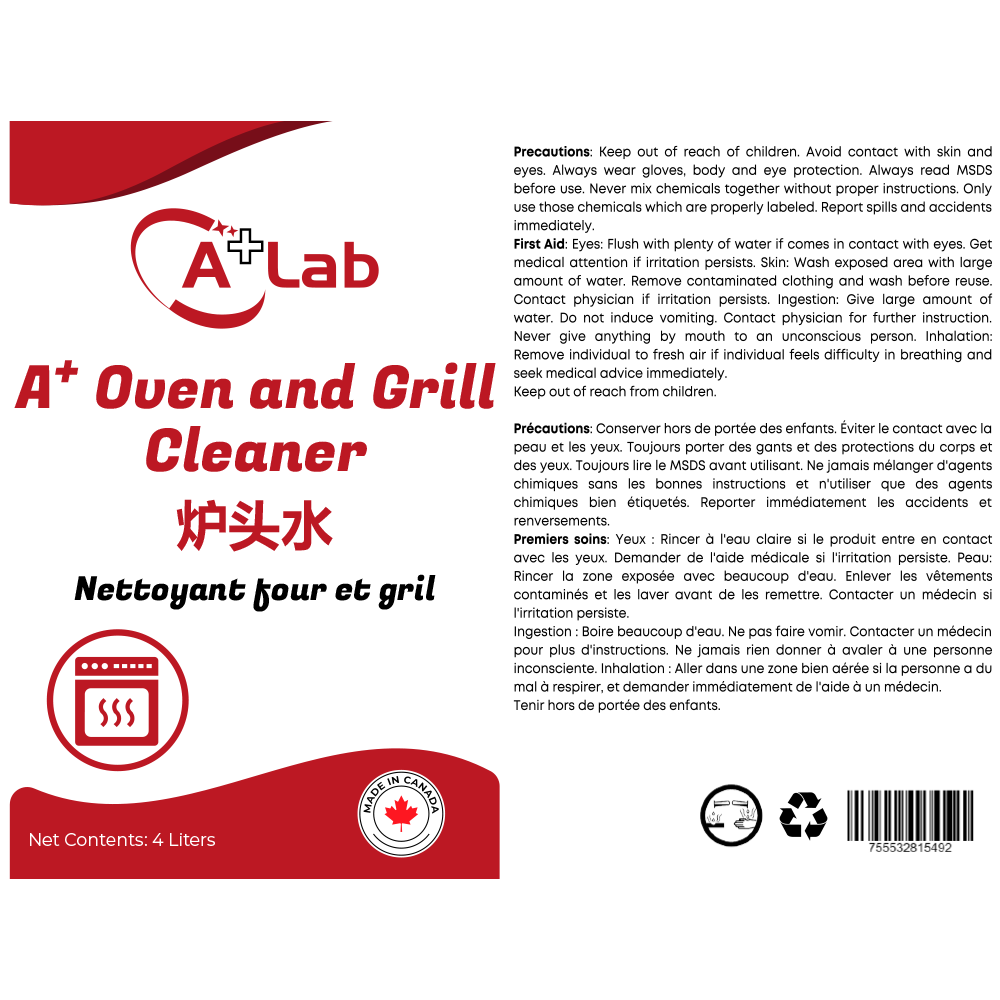 A+Lab Oven and Grill Cleaner, 4 X 4L