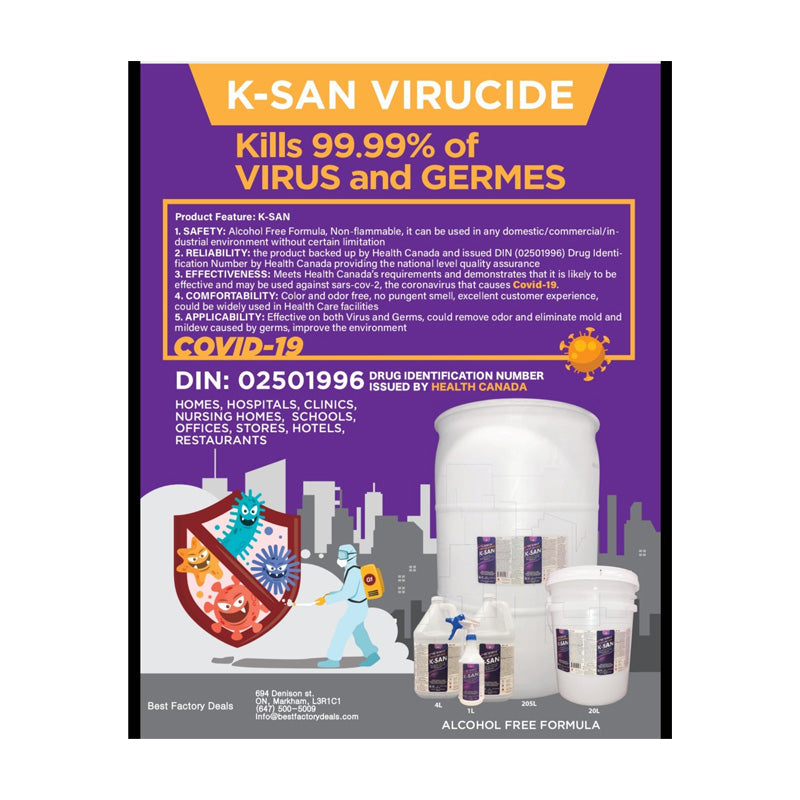 K-San Disinfectant-Sanitizer Kills 99.99% of Viruses and Germs