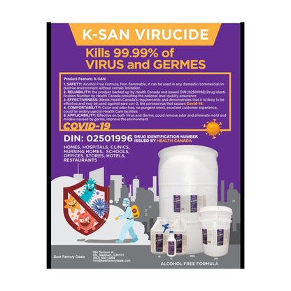 K-San Disinfectant-Sanitizer Kills 99.99% of Viruses and Germs