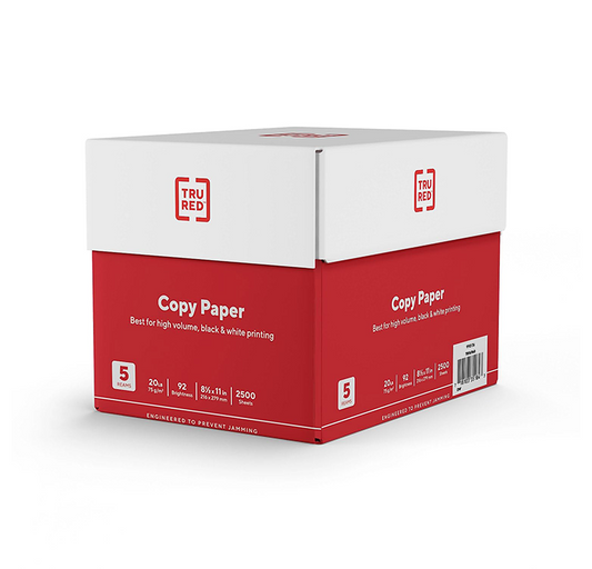 TRU RED Copy Paper 20lbs 8.5" X 11" 2500 pcs/case